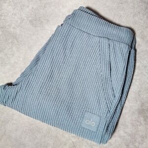 women's ALO Muse Ribbed Joggers Light Blue sweatpants lounge Size Small